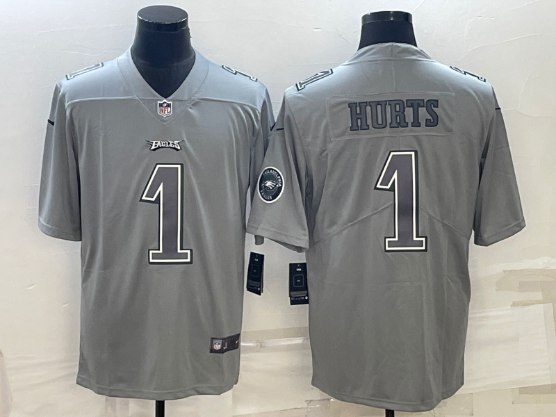 Men's Philadelphia Eagles Jalen Hurts #1 Gray Atmosphere Jersey